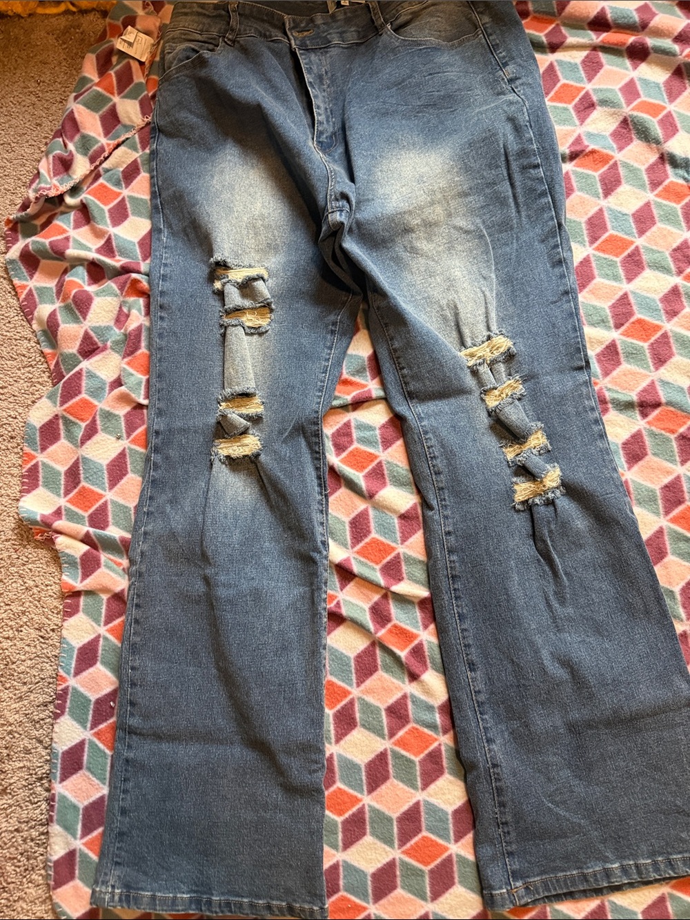 Women’s Distressed Blue Flare Jeans